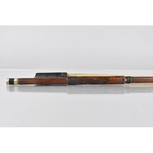 117 - A 19th Century Violin Bow, The Octagonal Body with White Metal Adjuster, Ebony and Mother of Pearl F... 