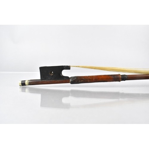 117 - A 19th Century Violin Bow, The Octagonal Body with White Metal Adjuster, Ebony and Mother of Pearl F... 