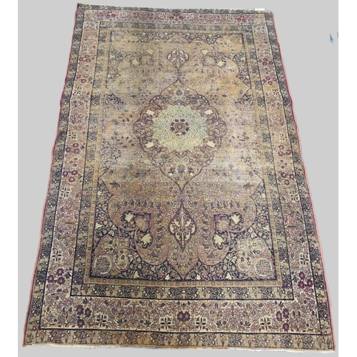 191 - A Victorian Persian Handmade Lavar Kirman Rug, C.1890, 208x131cms