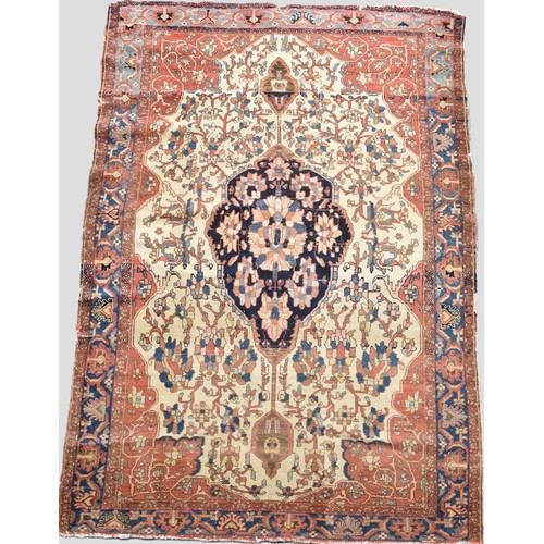 196 - A Late Victorian Persian Handmade Farahan Rug, c.1890, 181x128cms