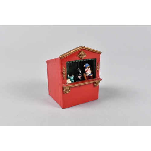 12 - A Vintage Cold Painted Metal Miniature Punch and Judy Theatre with Four Levered Characters, by Ricor... 