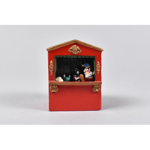 12 - A Vintage Cold Painted Metal Miniature Punch and Judy Theatre with Four Levered Characters, by Ricor... 