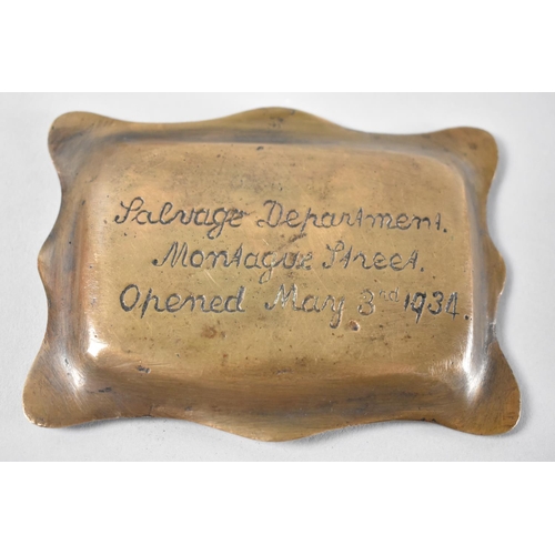 15 - A Miniature Brass Punch and Judy Tray Inscribed to The Reverse,' Salvage Department, Montague Street... 