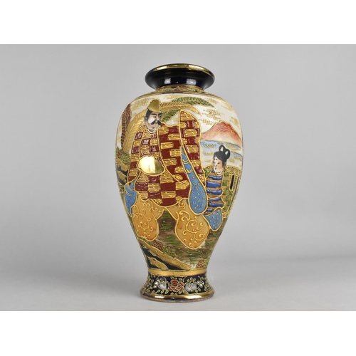 247 - A Signed Japanese Satsuma Vase with Gilt Decoration, 23cms High