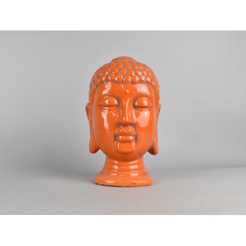 249 - Two Modern Glazed Ceramic Thai Busts of Buddha, 25cms High