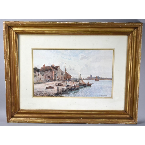 254 - A Gilt Framed Watercolour Depicting Harbour Scene by Stuart Lloyd Dated 1904, 45x27cms