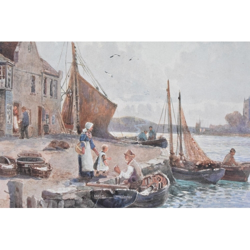 254 - A Gilt Framed Watercolour Depicting Harbour Scene by Stuart Lloyd Dated 1904, 45x27cms