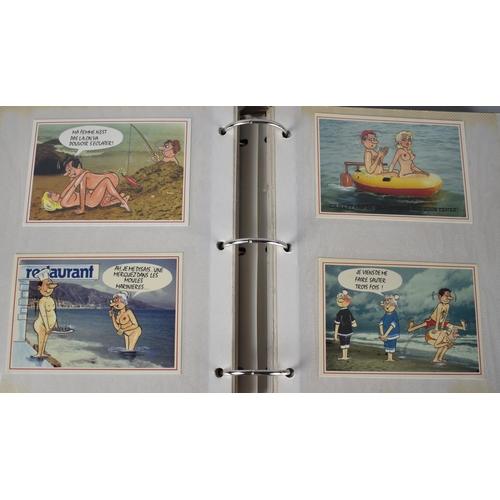 255 - A Large Ring Binder Album of Vintage Seaside Humorous Postcards, Approx 150