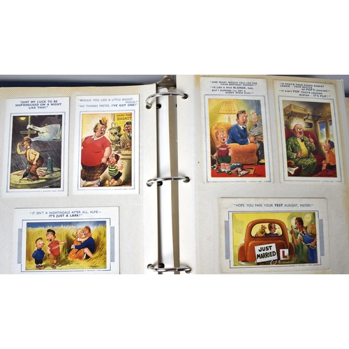 255 - A Large Ring Binder Album of Vintage Seaside Humorous Postcards, Approx 150