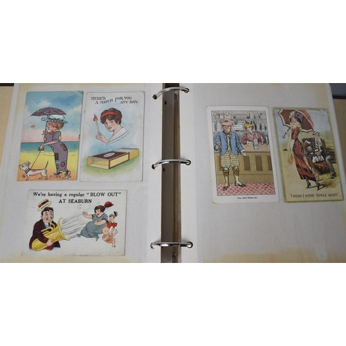 256 - A Ring Binder Containing Large Quantity of Edwardian Seaside and Humorous Postcards, Approx 300