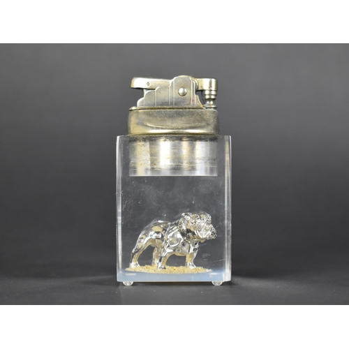 32 - A Mid/Late 20th Century Perspex Desktop Novelty Lighter with Bulldog Decoration