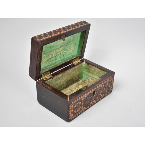 34 - A 19th Century Tunbridge Ware Box with Inlay to Front Panel and Hinged Lid, 11.25cms Wide