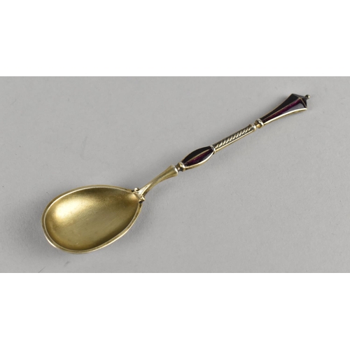 498 - A Silver Gilt and Enamel Spoon Marked 830, Scandinavian Manufacturer