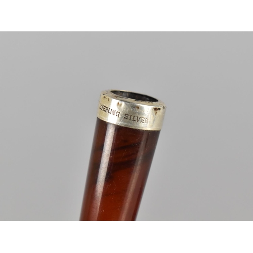 501 - A Silver Cheroot Holder Containing Amber Cigarette Holder with Sterling Silver Mount Together with a... 