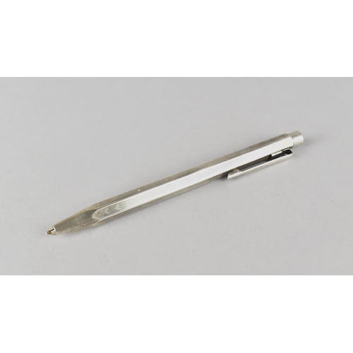 506 - A Caran D'Ache Ballpoint Pen, Silver Plated Rhodium Coated Made in Suisse, Needs Refill