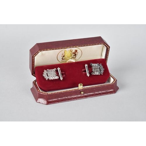 509 - A Cased Pair of Silver House of Parliament Motif Cufflinks