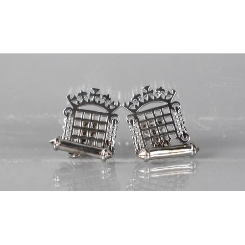 509 - A Cased Pair of Silver House of Parliament Motif Cufflinks