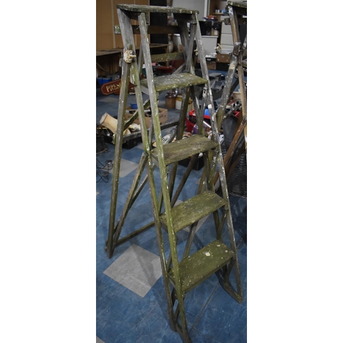 513 - A Vintage 'Hatherley' Wooden Step Ladder (Some Condition Issues)