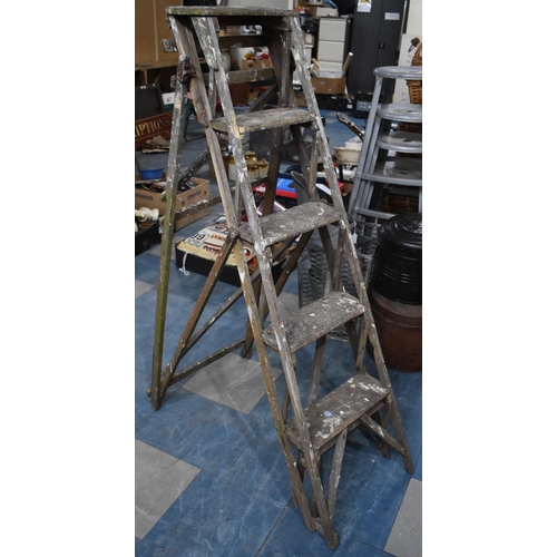 514 - A Vintage 'Hatherley' Wooden Step Ladder