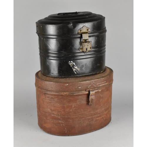 515 - Two Vintage Metal Hat Boxes