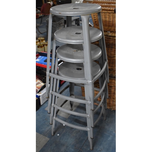 517 - A Set of Four Grey Painted Stacking Stools