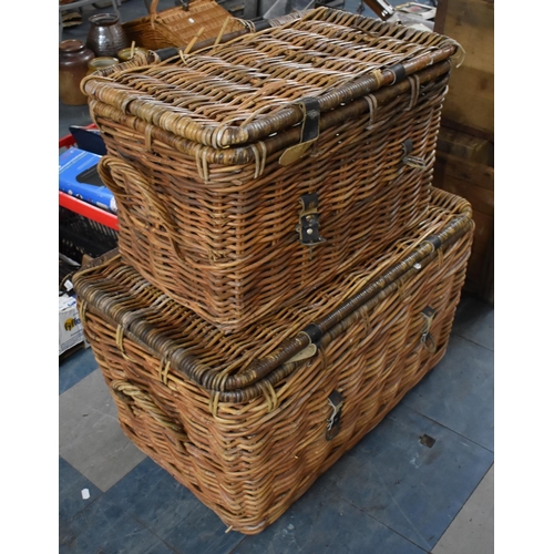 519 - Two Large Vintage Wicker Hampers, 76cm and 59cm