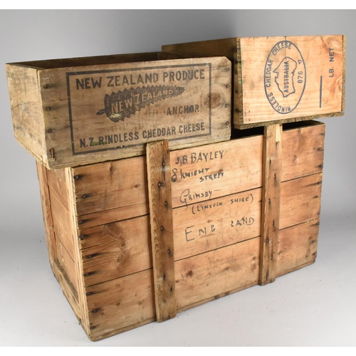 520 - A Collection of Various Crates with Stencilling to Include Anchor, Australian Rindless Cheddar Chees... 