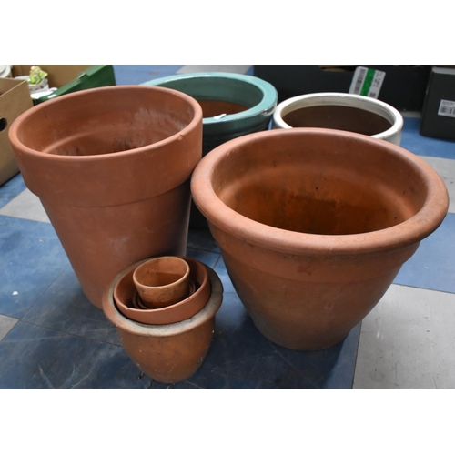 525 - A Collection of Various Terracotta Planters, Sizes Ranging from 38cm Diameter to 9cm Diameter