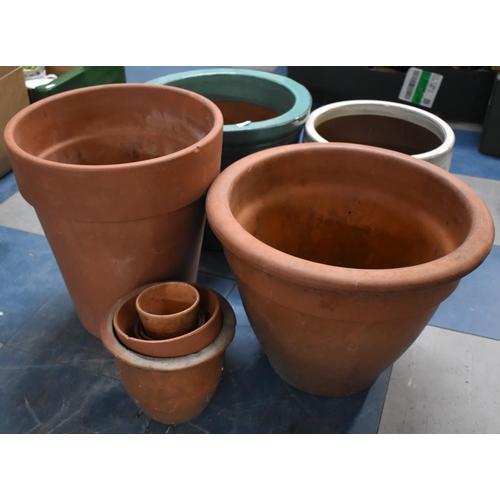 525 - A Collection of Various Terracotta Planters, Sizes Ranging from 38cm Diameter to 9cm Diameter