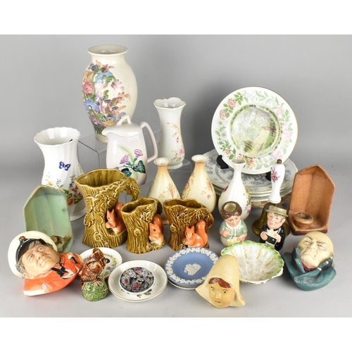 541 - A Collection of Various Ceramics to Comprise Aynsley Vase, Plates, Graduated Sylvac Jugs etc