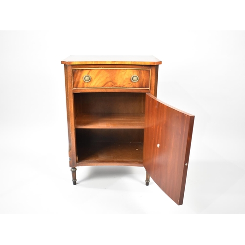 545 - A Reprodux Inverted Bow Fronted Side Cabinet With Top Drawer and Reeded Chamfered Sides, 50cms Wide ... 