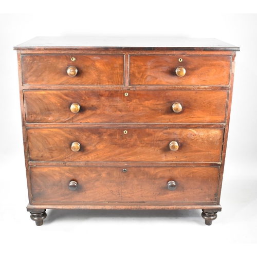 547 - A 19th Century Mahogany Chest of Two Short and Three Long Drawers, 120cms Wide