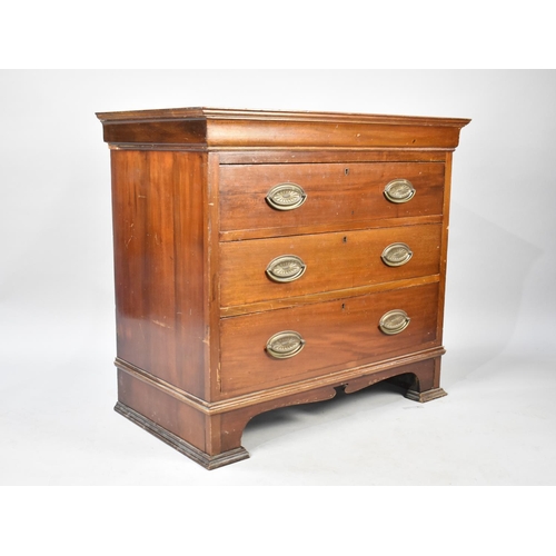 548 - A Three Drawer Bedroom Chest on Bracket Feet, 91.5cms Wide