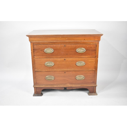 548 - A Three Drawer Bedroom Chest on Bracket Feet, 91.5cms Wide