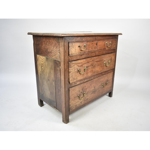 549 - A 19th Century Oak Chest of Three Graduated Long Drawers, 85cms Wide