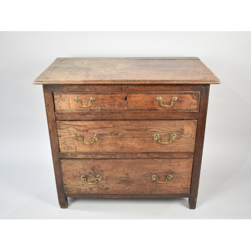 549 - A 19th Century Oak Chest of Three Graduated Long Drawers, 85cms Wide