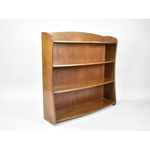 557 - A Mid 20th Century Bow Fronted Open Four Shelf Galleried Bookcase, 91cms Wide