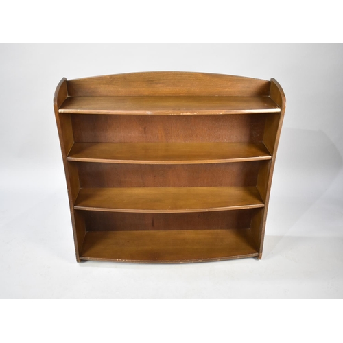 557 - A Mid 20th Century Bow Fronted Open Four Shelf Galleried Bookcase, 91cms Wide