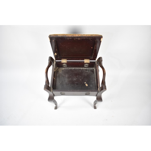 560 - A Mid 20th Century Piano Stool with Lift Upholstered Feet, 64cms Wide