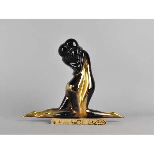 565 - A Galos Modern Art Sculpture, Lovers, with Gold Plated Decoration, 20cms High