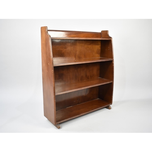 67 - A Mid 20th Century Walnut Four Shelf Open Waterfall Bookcase by Remploy 76cms Wide and 88.5cms HIgh