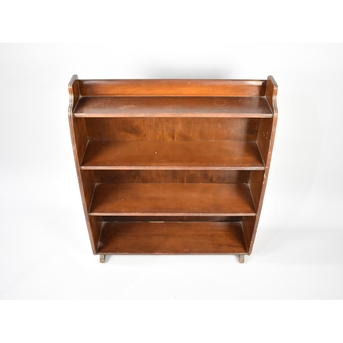 67 - A Mid 20th Century Walnut Four Shelf Open Waterfall Bookcase by Remploy 76cms Wide and 88.5cms HIgh