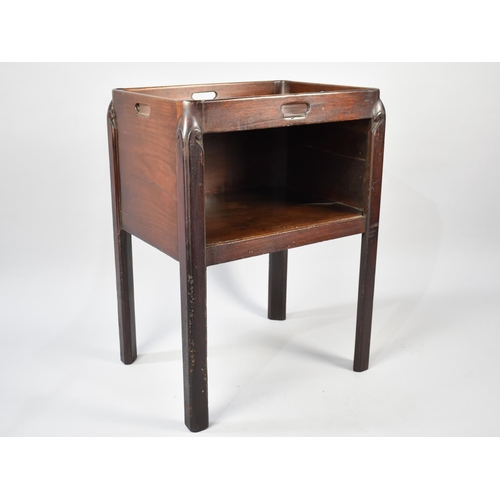 79 - A 19th Century Mahogany Gentleman's Washstand with Galleried Tray Top, Open Centre Section and Chamf... 