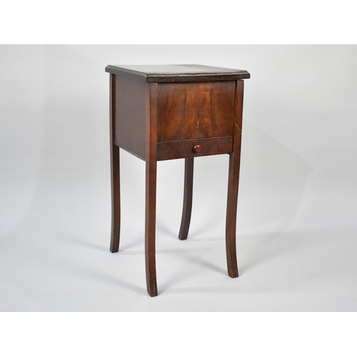 83 - A Mid 20th Century Walnut Lift Top Sewing Box on Square Supports, Fitted Interior, 62ms High