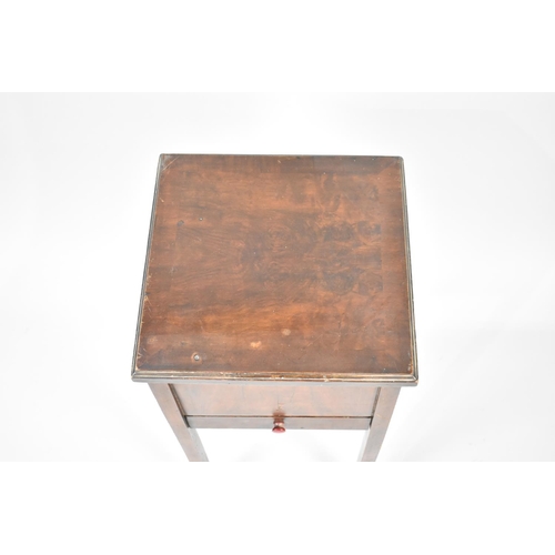 83 - A Mid 20th Century Walnut Lift Top Sewing Box on Square Supports, Fitted Interior, 62ms High