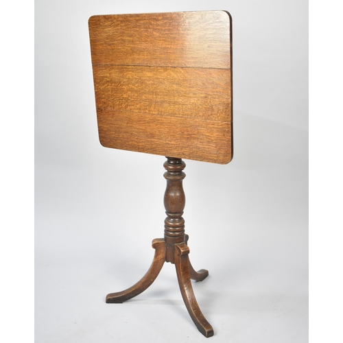 90 - A 19th Century Rectangular Oak Snap Top Table on Tripod Base, 50x44cms