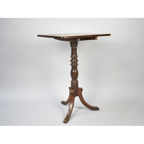 90 - A 19th Century Rectangular Oak Snap Top Table on Tripod Base, 50x44cms