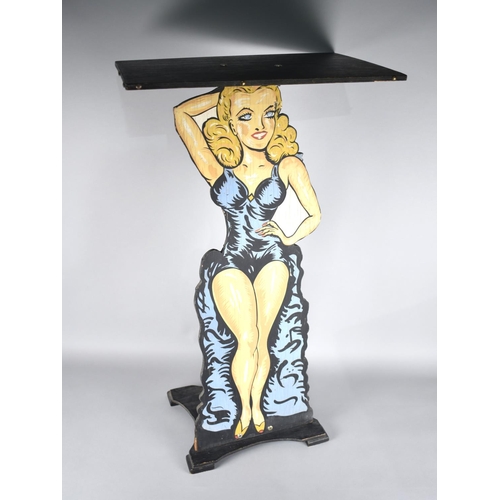 92 - A Mid 20th Century Painted Wooden Magician's Table decorated with Dancing Girl, 44cms Wide and 83cms... 