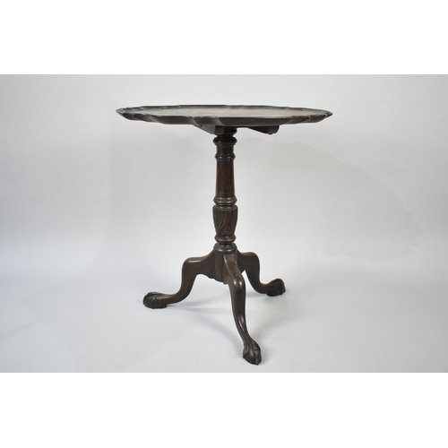 96 - A 19th Century Snap Top Tripod Table with Shaped Piecrust Top, 60cms Diameter