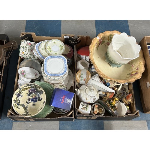 538 - Two Boxes of Various Ceramics, Wash Bowl, Plates, Royal Albert etc (Various Condition)